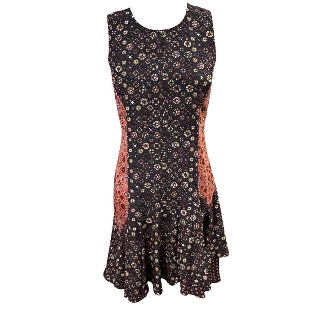 Derek Lam 10 Womens Silk Dress Sz 8 Medallion Print Asymmetric Hem Career Boho